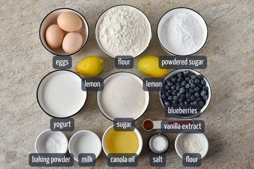 Ingredients for Blueberry Bread Loaf