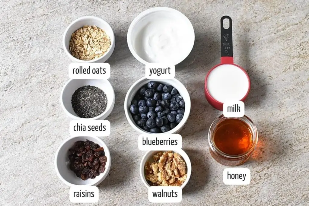 Ingredients for Oatmeal with Chia Seeds (Easy Breakfast)