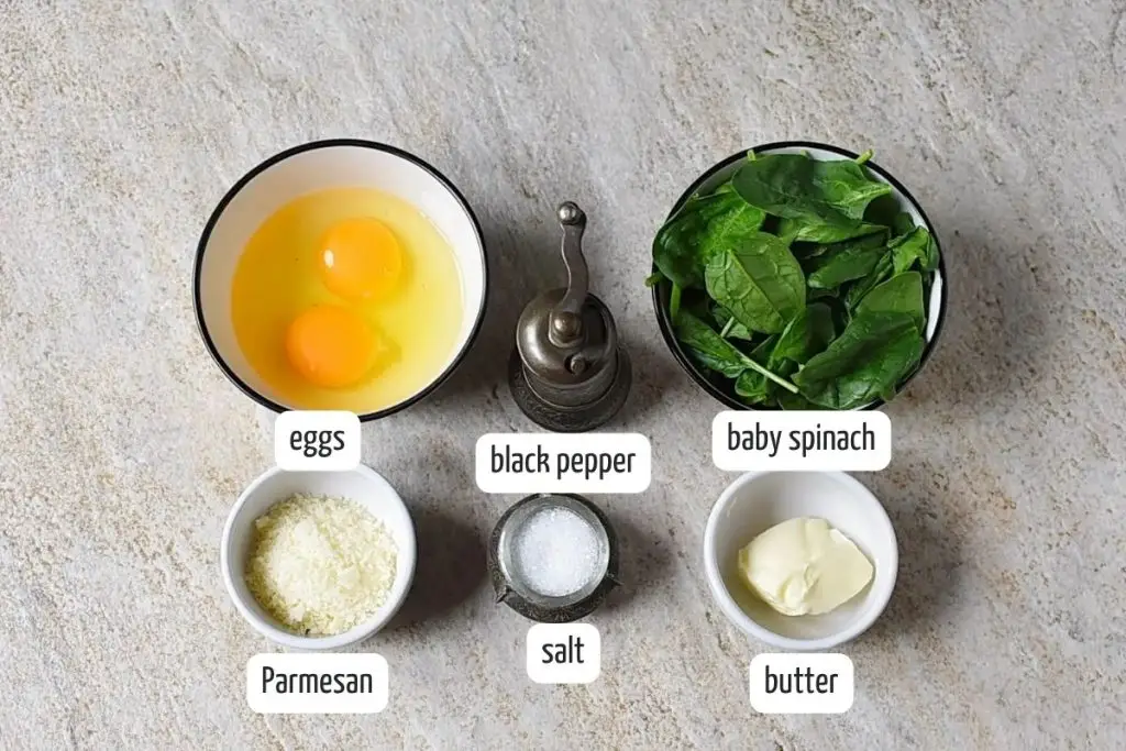 Ingredients for Spinach Omelet