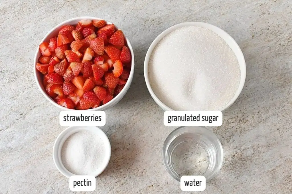 Ingredients for Strawberry Freezer Jam