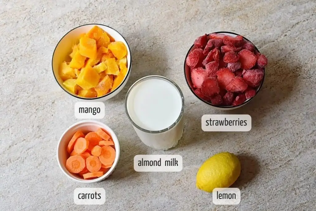 Ingredients for Strawberry Mango Smoothie