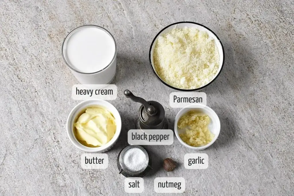 Ingredients for Alfredo Sauce