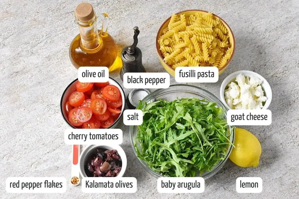 Ingredients for Arugula Pasta Salad