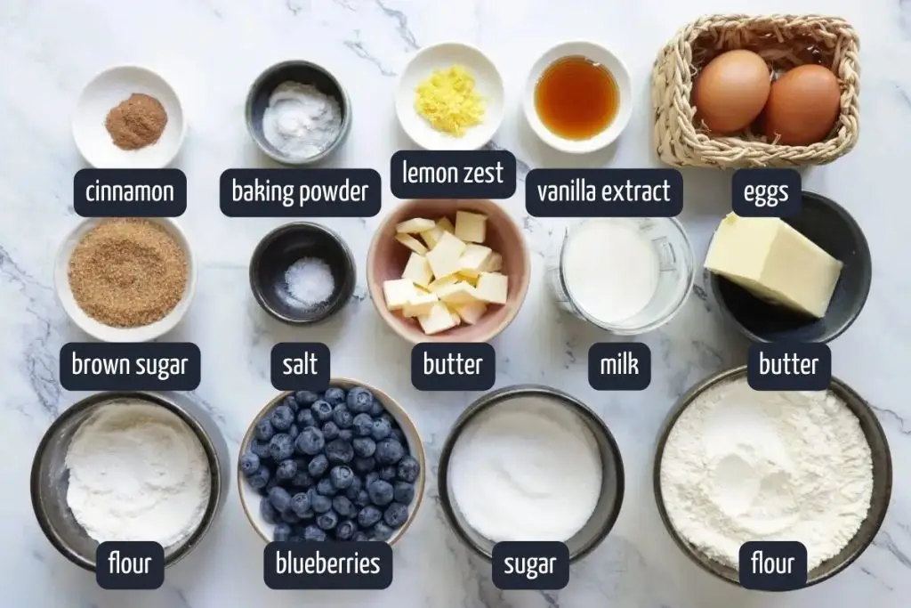 Ingredients for Blueberry Coffee Cake Recipe