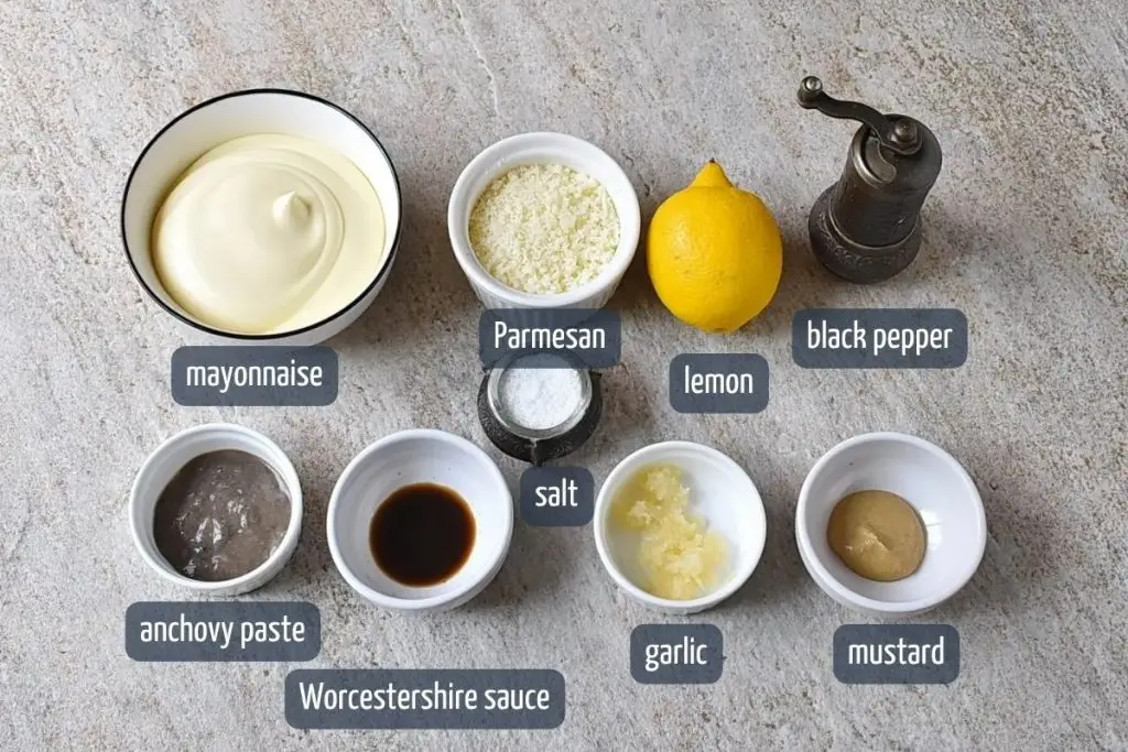 Ingredients for Caesar Salad Dressing