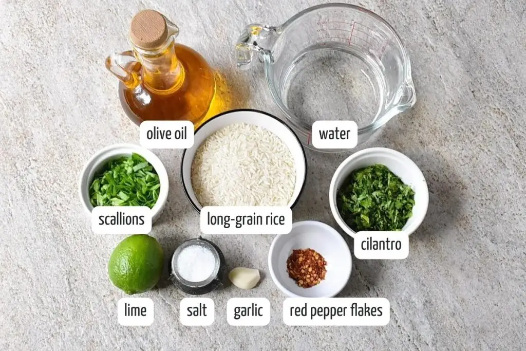 Ingredients for Cilantro Lime Rice