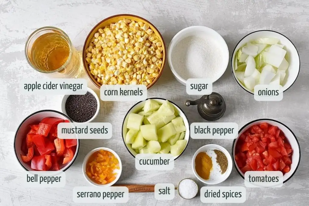 Ingredients for Corn Relish
