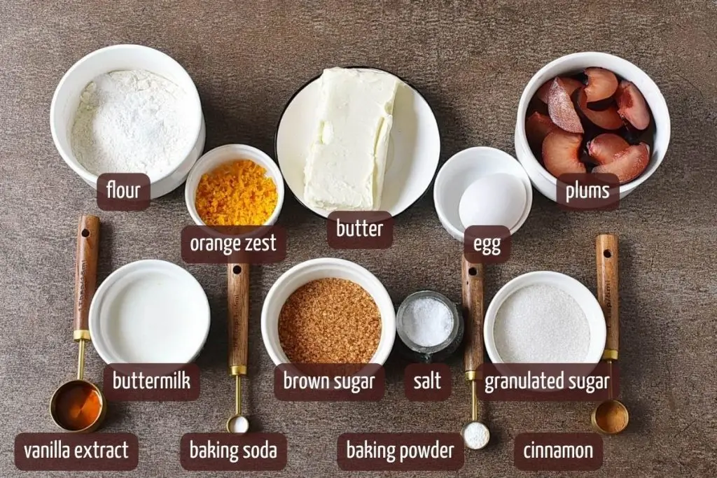 Ingredients for Plum Upside Down Cake